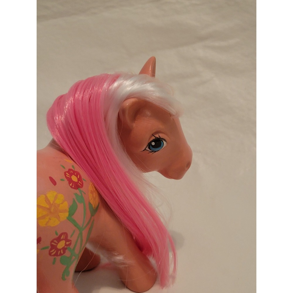 CUSTOM Little Pony G1 Sweet Clover Vintage Pink Peach Flowers OOAK REPAINT - Picture 4 of 7
